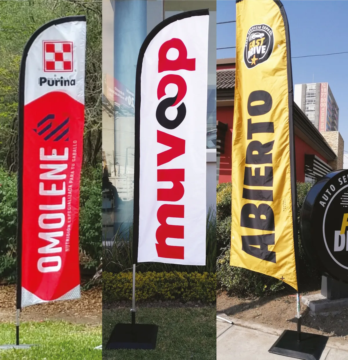 Banderas verticales publicitarias con diferentes diseños